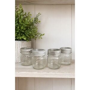 Vintage Improved GEM Half Pint Canning Jars Set of 4 Glass Lids Farmhouse Canada